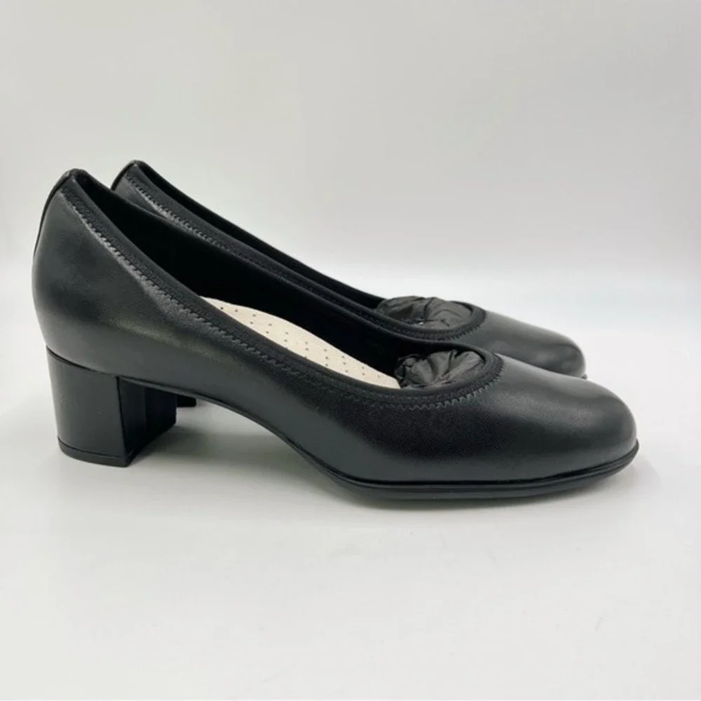 6 2E  EXTRA WIDE Aravon Women's Classic Career Dress‎ Black Leather Pumps Heels